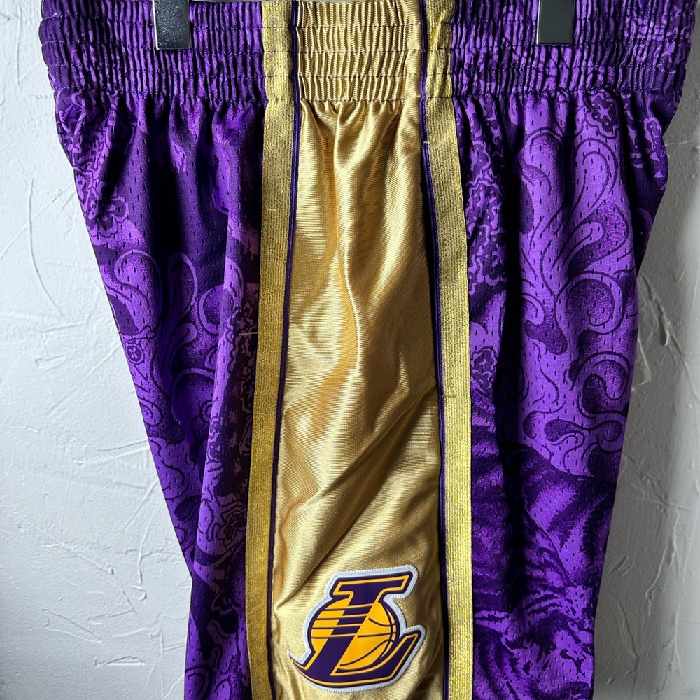 Los Angeles Lakers NBA Mitchell & Ness Purple Gold Mens Shorts Size L - Picture 2 of 6